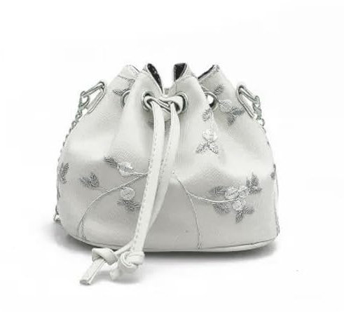 Generisch Damen Kleine Handtasche Tasche mit Stickereien Blumen Farben (Weiß)