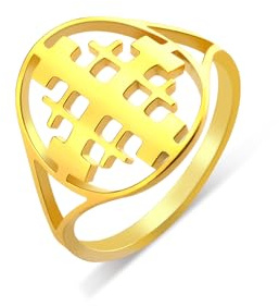 EUEAVAN Jerusalem Kreuz Ring für Frauen Jerusalem Kreuzritter Ring für Männer Jerusalem Medaille Griechisch Mittelalterlich Christlicher Religiöser Schmuck Taufe Geschenk (Kreuzritter Ring gold, 9)