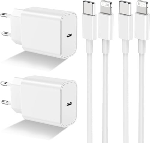 Caricatore iPhone 14 13 12 11 Apple Originale Certificato MFi, 2Pack 20W USB C Caricatore Rapido PD Power Delivery, Caricabatterie USB C Lightning Cavo 2M per iPhone Pro Max Mini XS XR SE iPad