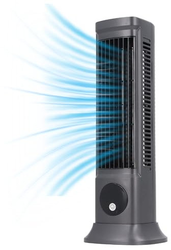 Jiawu Fan de la Torre de 10 para el Dormitorio, Ventilador de Escritorio sin Aspas con 3 Velocidades, Ventilador Enfriador de Aire de Escritorio, Ventilador de Refrigeración Silencioso