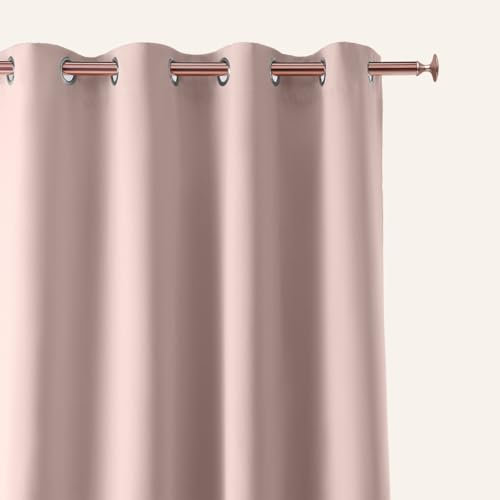 ROOM99 Tenda con occhielli argentati, Aura, 140 x 240 cm, larghezza x altezza, moderna Curtain per soggiorno, camera da letto, rosa cipria, 1 pezzo