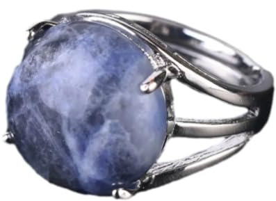 Tesselite Steinring – Damen-Kristallring, Natursteinring, Kugelperlenring, grüner Aventurin, Amethyst, Quarz, weißer Partyschmuck, Sodalith, Einheitsgröße