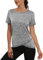 Jlowesun Sportshirt Damen Locker,Leichtes Atmungsaktiv Funktions Fitness Shirt Damen,Rundhals Sport Top Damen Passend für Laufshirt Yoga M