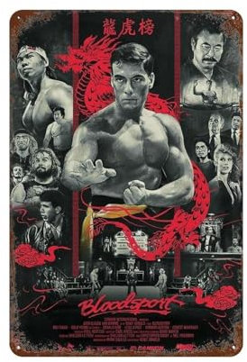 HAMAQAA Bloodsport-Film-Wanddekoration, Kunst, Metallblech-Poster, moderne Heimdekoration, Kunst, Metallposter, Hausbar, Laden, Dekorationen, Vintage-Schild, Geschenk, 30 x 20 cm
