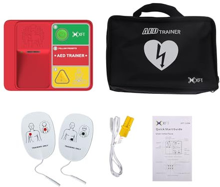 Universal Reanimations-Trainer, 5 Übungsszenarien, 4 Sprachprompts Englisch, Französisch, Spanisch, Portugiesisch (Brasilien), Defibrillator-Simulationsgerät