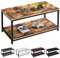 SG Traders Industrial Coffee Table for Living Room Large Side Table with Metal Leg 2 Tiers Stylish and Durable Industrial Coffee Table with Storage Perfect for Any Room 100x50x45cm (Rustic Wood)