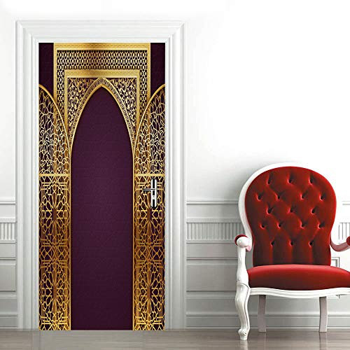 Tür Bekleben mit Türtapete Selbstklebend Türposter 3D Effekt Türaufkleber Fototapete Tür verschönern mit Türfolie Abziehen und Aufkleben Tür Sticker 100x200 cm Marokkanischer Stil