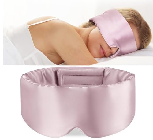 Silk Sleep Mask for Women Men, Mulberry Silk Eye Sleeping Mask & Blindfold with Adjustable Velcro Strap, Blackout Eye Cover for Sleep Travel Yoga Nap for Luxury Sleep in Total Darkness.