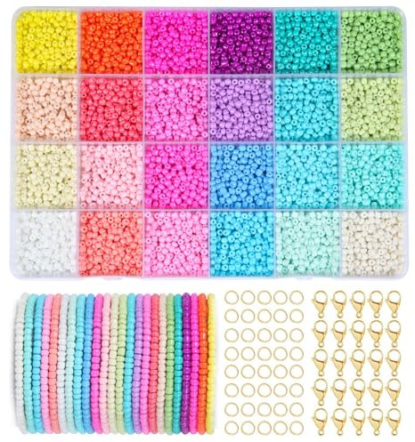 WLIAGYE Perlen für Armbänder,Schmuckherstellungs kit Perlen Zum Auffädeln 3mm mit Bohrloch,ideal für DIY-Schmuck und Bastelprojekte - Freundschaftsarmbänd,Makramee,Halsketten - Geschenke für kinder