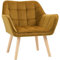 HOMCOM Sessel Wohnzimmer Ohrensessel Loungesessel Relaxsessel mit Gummiholzbeine, Lesesessel mit Samtoptik, Polstersessel für Schlafzimmer, skandinavisch, Gelb