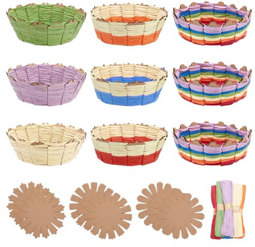 FREEBLOSS 9 Set Flechtkorb Set DIY Materialset Für Flechtkörbe Kreatives Weben Personalisierte Aufbewahrung Geflochtener Korb Osterkorb Aktivitäten Für Ostereier