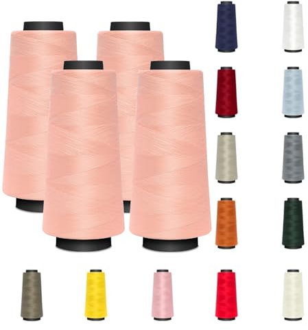 4 coni – Filo da cucito – Filo da cucito – 1500 m – 100% poliestere per macchine da cucire Overlock Coverlock & Coverstich – Spessore filo 40/2 (120 pezzi) (A07-811-rosa)