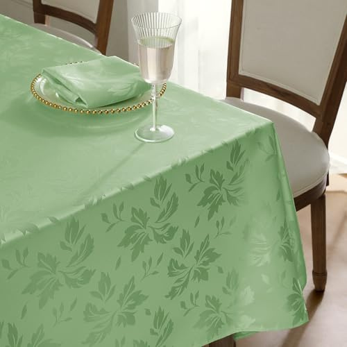 Romanstile Tischdecke Frühling Oster 80 x 80 cm Grün Mitteldecke abwaschbar quadratisch Luxuriös wasserabweisend Tischtuch Tischdecken Table Cloth für Geburtstag,Outdoor,Garten,Sommer,Balkon,Party
