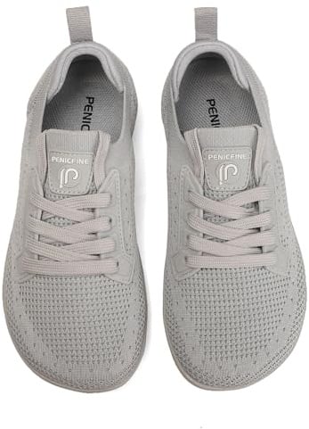 penicfine Women's/Men's Wide Barefoot Shoes,Minimalist Style Casual Shoes,Zero Drop Outdoor Walking Shoes Grey-39