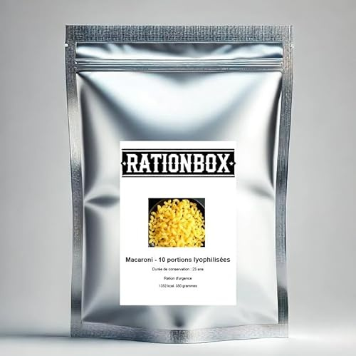 Maccheroni - 10 porzioni liofilizzate - Durata di conservazione: 25 anni - Razione d'emergenza