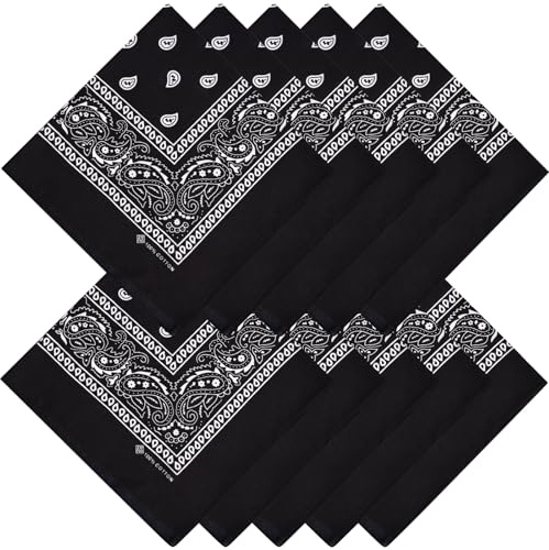 ZENO Bandana – 100% Baumwolle & Natürliche Fasern – Halstuch Ohne Polyester – Hochwertig, Weich, Langlebig & Waschmaschinenfest – Bandana Herren & Damen – Unisex & Kinder - 10 Pack