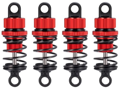 Runup 4-teiliges RC Stoßdämpfer Set, Öl RC Vorne Hinten Aluminium Dämpfer Set für 1/10 Tamiya M-03/M-04/M-05/M-06 RC Upgrade-Teile (50mm Rot)