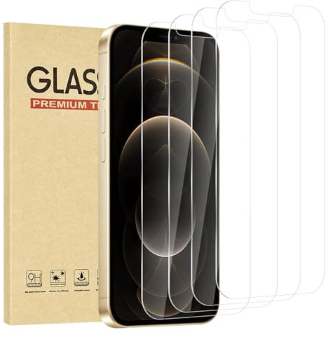 Rvciby 4 Pieces, Protecteur d'Écran en Verre Trempé iPhone 12 Pro Max,Dureté 9H Glass,Film Protection écran,Anti Rayures,Ultra Résistant,Sans Bulles,Installation Facile, Compatible avec les Boîtiers