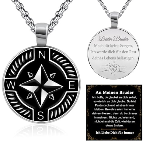 FANCIBAND Kette Herren Edelstahl mit Kompass/Anker Anhänger, Geschenke für Männer/Partner/Sohn/Jungen/Papa/Freund/Bruder