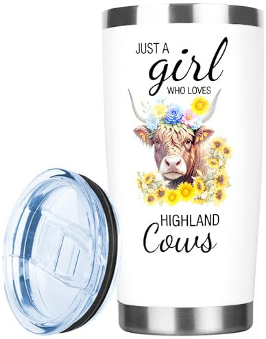 GOENMOOL Highland Cow Gifts for Women, Cute Highland Cows 20oz Stainless Steel Travel Mug with Lid for Hyland Cow Lovers Girls