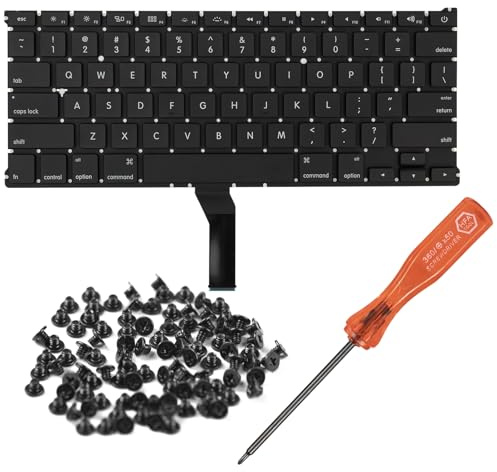 HAWSON Clavier de rechange US A1466 A1369 pour MacBook Air Retina 13 A1466 A1369 mi-2011-mi-2017 disposition américaine avec vis de clavier et tournevis