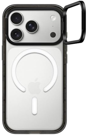 CASETiFY Impact Ring Stand iPhone 17 Pro Hülle [Integriertem Ständer/MagSafe-kompatibel/Schutz vor Stürzen aus 2 m Höhe] - Transparentes Schwarz
