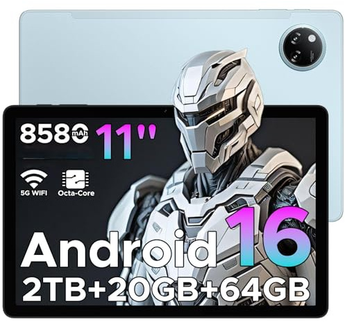 Tab A9+ Android 16 Tablet 11 Pulgadas, 20GB+64GB (TF 2TB) Unisoc T7200 8580mAh Tableta para Juegos Android, Wi-Fi 5, 13MP/FM/Face ID/Widevine L1/OTG/GPS/Doble Altavoz [2026]