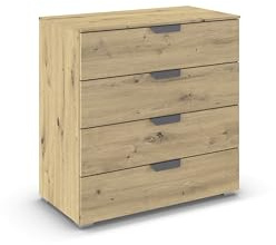 Rauch Möbel ADITIO, Kommode, Farbe Eiche Artisan, Breite 80 cm | Sideboard im modernen Look, 4 Schubladen, Soft-Close-Funktion, für Schlafzimmer, Gästezimmer, Wohnzimmer, Garderobe, Flur