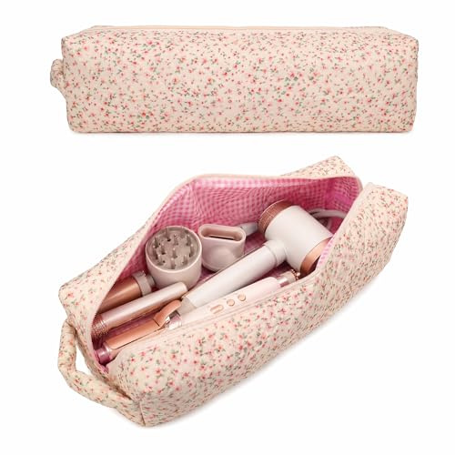 Hair Tool Storage Case Compatible with Dyson Airwrap & Shark FlexStyle, Floral Quilted Portable Travel Hair Styling Accessories Bag for Hair Dryer Attachments