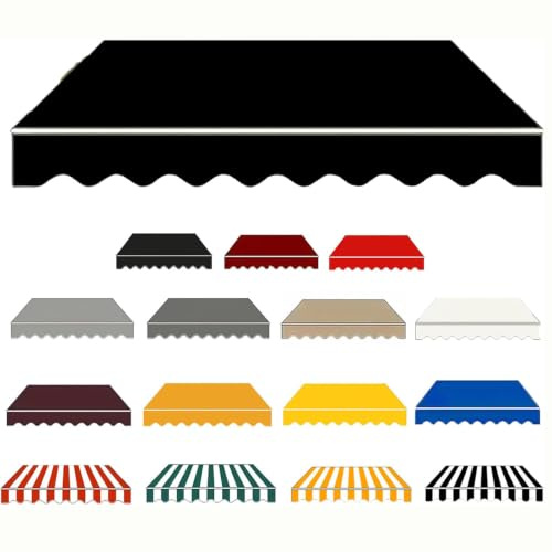 Generico Telo Di Ricambio per Tenda Da Sole 2m,3m,4m,5m,Copertura Sostitutiva Con Mantovana,Protezione Solare Idrorepellente E Resistente Agli Strappi per Balcone,Patio Giardino,Nero,400x250cm