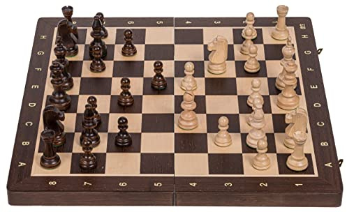 Square - Pro Schach Turnier Nr 5 WENGE - Schachbrett & Gewichtete Schachfiguren - Schachspiel aus Holz - Staunton 5