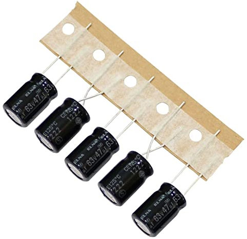 20x Elko Kondensator radial 47µF 63V | Elektrolytkondensator bis zu 125°C | 47uF Electrolytic Capacitor from Elna