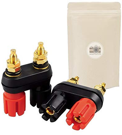 Adaptout X2 Connecteur a Double Fiche Banane Femelle Adaptateur Plaqué Or 18k pour Enceinte Haut Parleur Amplificateur Adaptateur sans Soudure Façade Marque FRANÇAISE