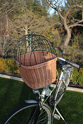 Marcus-Hundefahrradkorb für Fahradlenker aus Weide mit Metallgitter und Kissen XL oder XXL Natur Weidenkorb Lenkerkorb für Fahrrad (XL ohne Kissen)