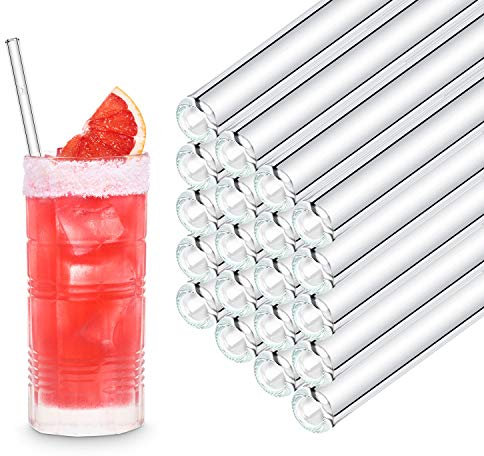 HALM Glas Strohhalme Wiederverwendbar Trinkhalm - 50 Stück gerade 23 cm - für Gastronomie, Restaurant, Bar, Cafe, Hotel - Spülmaschinenfest - Glastrinkhalme Glasstrohalme für Long-Drinks, Smoothies