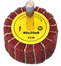 Fächerschleifer mit Vlies-Gewebekombination 40mmx20mm, 6mm Einspannschaft, Körnung: 240 - Schleifmopstift, Lamellenschleifer, Schleifmop Schleifvlies, Lamellenrad mit Schaft.