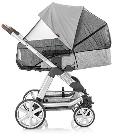 reer ShineSafe Bite 3in1: Sonnenschutz, Insektenschutz und Schlummertuch, universelles Zubehör für Kinderwagen und Buggys, grau, 84131