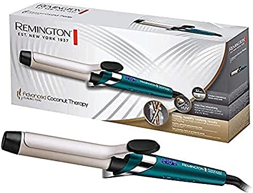 Remington Lockenstab große Locken [32mm] Coconut Therapy Digital (hochwertige Keramikbeschichtung angereichert mit Kokosnuss & UV-Filter, integr. Sensor) -LCD-Display bis 210°C, sanfte Wellen, CI8648