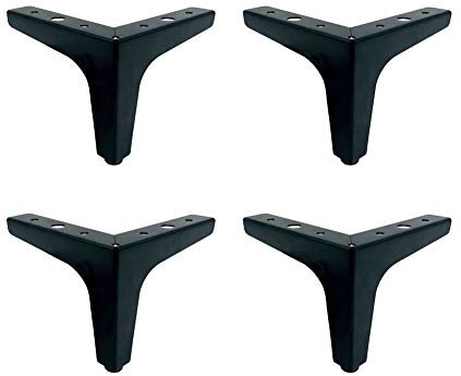 Pieds de Meubles 4 Pouces / 10cm Pieds de Canapé, Lot de 4 Pieds de Meubles Jambes D'armoire Triangulaires en Métal Pieds de Meubles de Remplacer Noirs pour Meuble Canapé Table de Chaise