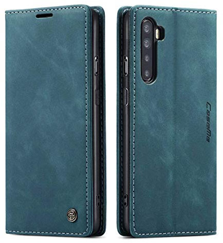 mvced Handyhülle Kompatibel mit OnePlus Nord,Premium Leder Flip Case Schutzhülle mit Standfunktion,Blau