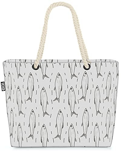 VOID Fische Grafik Meer Angeln Strandtasche Shopper 58x38x16cm 23L XXL Einkaufstasche Tasche Reisetasche Beach Bag