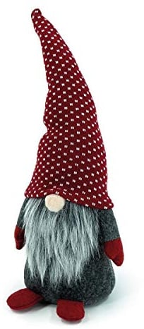 Bambelaa! Wichtel mit Bart Deko Figur Weihnachten Dekoration Weihnachtsdeko Rote Mütze Stehend Innen Filz Baumwolle 25 cm
