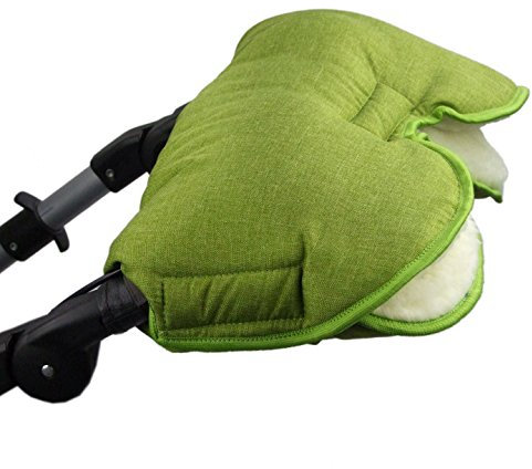 BAMBINIWELT Muff Handwärmer Handschuh für Kinderwagen Buggy mit Lammwolle für warme Hände universal MELIERT (hellgrün MELIERT)