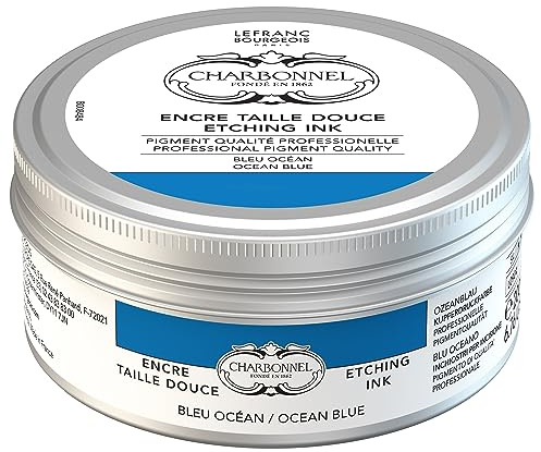 Charbonnel Kupferdruckfarben, hochpigmentierte Tiefdruckfarbe, ausgezeichnete Lichtechtheit, Vegan, lebendige Farben, alterungsbeständig, 200ml Topf - Ozeanblau