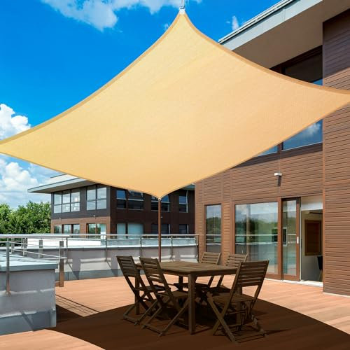 UIRWAY Sonnensegel Rechteck 3x4m Markisensegel, 95% UV-Schutz, Atmungsaktiver Sonnenschutz für Terrasse, Garten, Pergola, Hinterhof – Sand Farbe