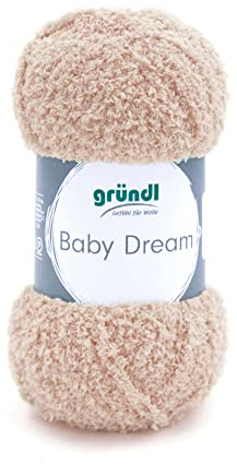 Gründl Wolle Baby Dream (kuscheliges Strick- & Häkelgarn aus 100% Polyester, 50 g / 136 m, Nadelstärke: 5-6, 1 x 50 g), camel