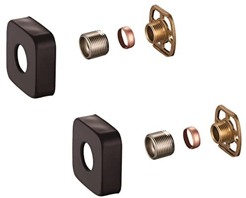 KINGBATH™ Kits de fixation de valve de barre avec carré SS noir mat - Rosaces de 1,9 cm - Raccords BSP de 15 mm - Fixation murale rapide pour mitigeur de valve de barre de douche thermostatique