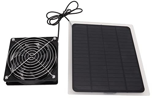 Solar Panel Fan Kit Tragbarer Solarlüfter für den Außenbereich, Metallschutznetz für Hühnerställe, Gewächshäuser, Schuppen, Haustierhäuser