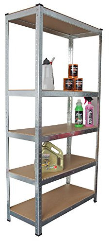 Panana Warehouse 5 Tier Racking Shelf Heavy Duty Steel Garage Shelving Unit Garden Shed Shelving (silver, 180x90x40cm)