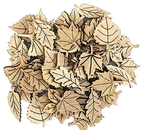 Quiodok 200 Pezzi Di Foglie Decorative in Legno - Piccole Fette Fatte a Mano per Creazione Di Biglietti e Decorazioni Di Nozze Fai Da Te